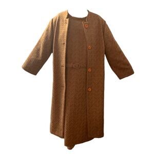 Vintage 70s womens medium large dress jacket and belt brown orange burnt cute ho